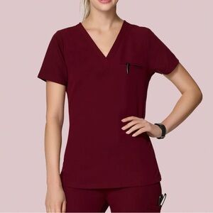 TWO Mandala Women’s Scrub Tops | Size XXS | Wine